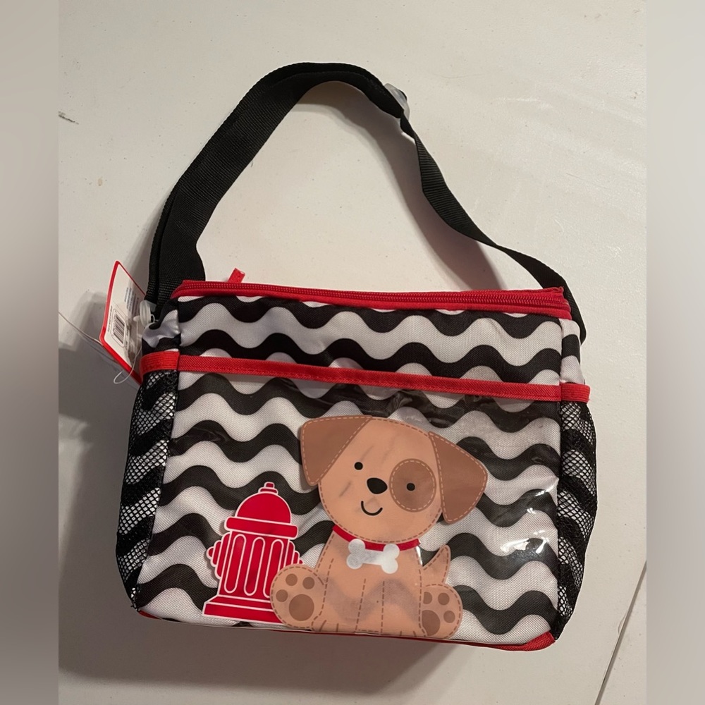 Kidgets Dog Puppy Insulated Bottle Bag Zipper Adjustable Shoulder Strap Pockets